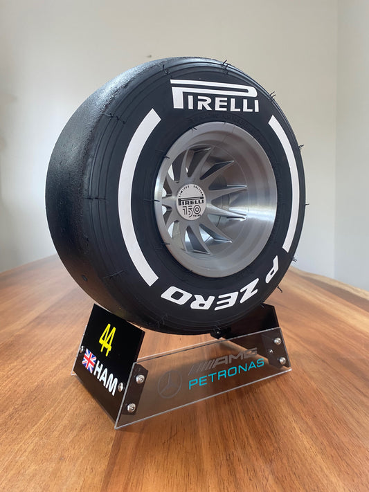 Lewis Hamilton (Mercedes) - F1 Tyre with Stand