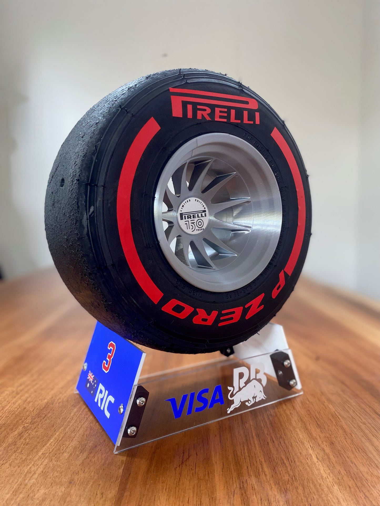 Dan Ricciardo (RB) - F1 Tyre with Stand