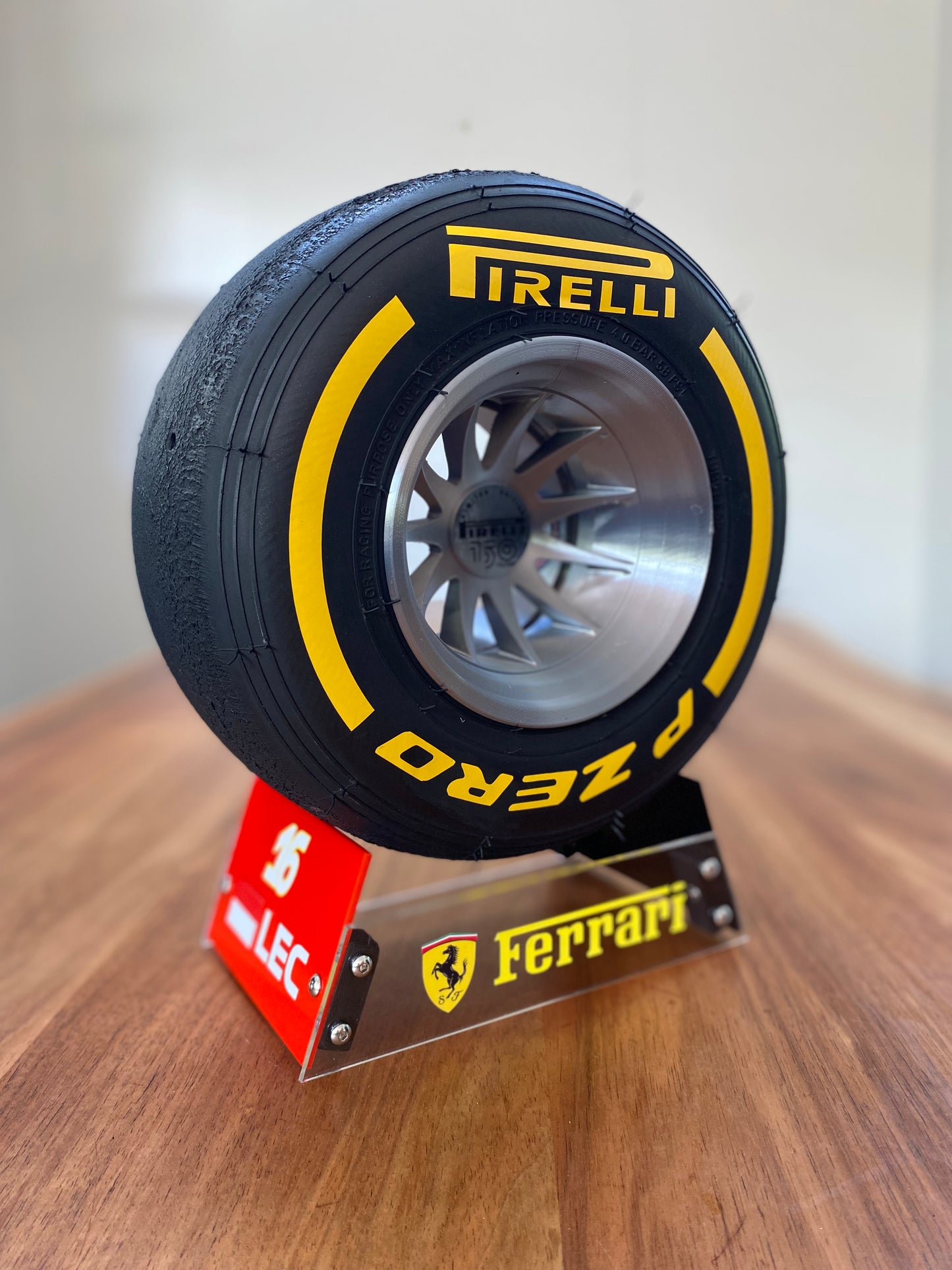 Charles Leclerc (Ferrari) - F1 Tyre with Stand