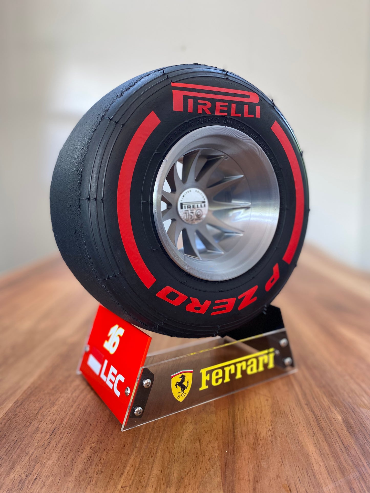 Charles Leclerc (Ferrari) - F1 Tyre with Stand