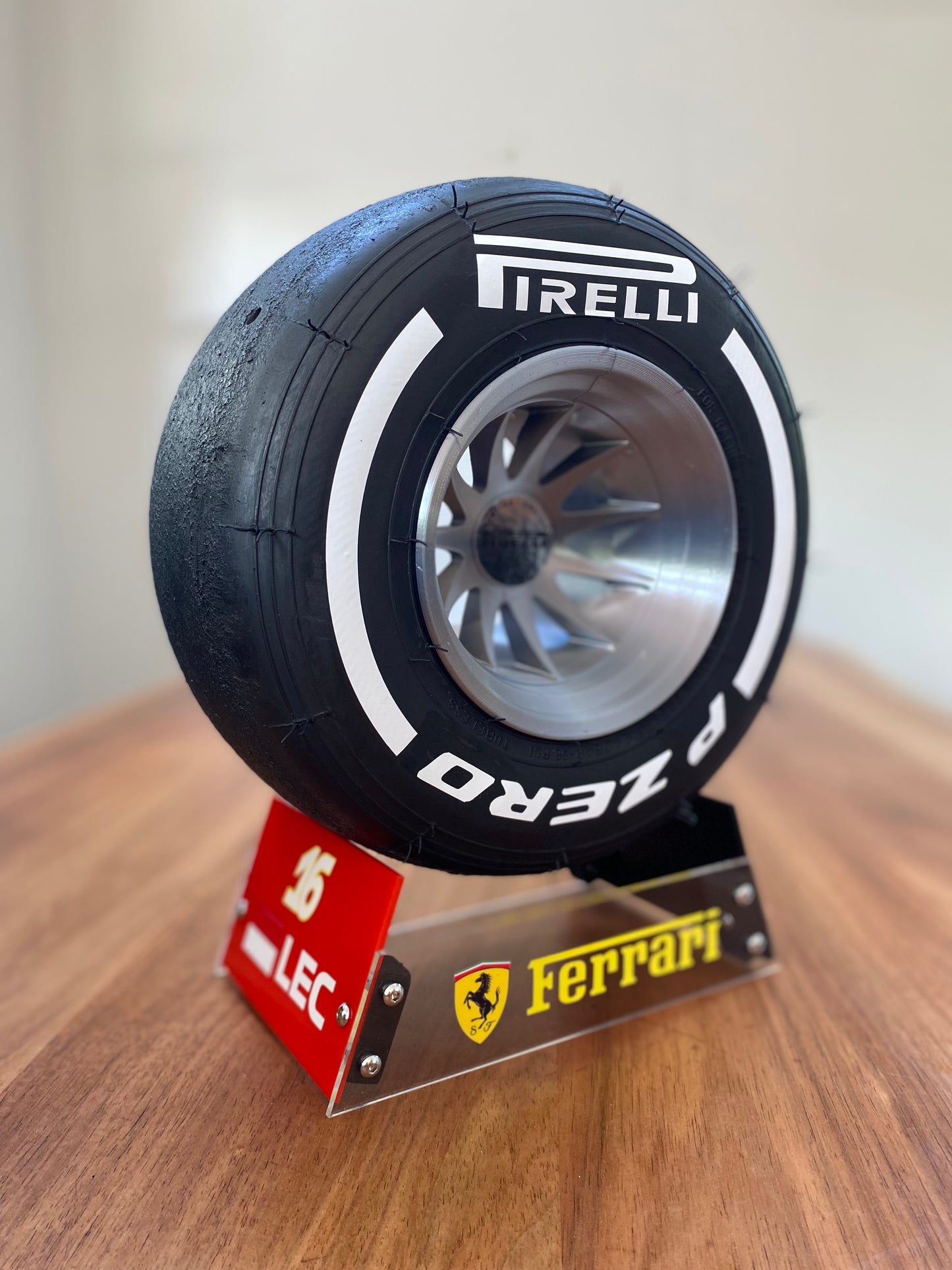 Charles Leclerc (Ferrari) - F1 Tyre with Stand