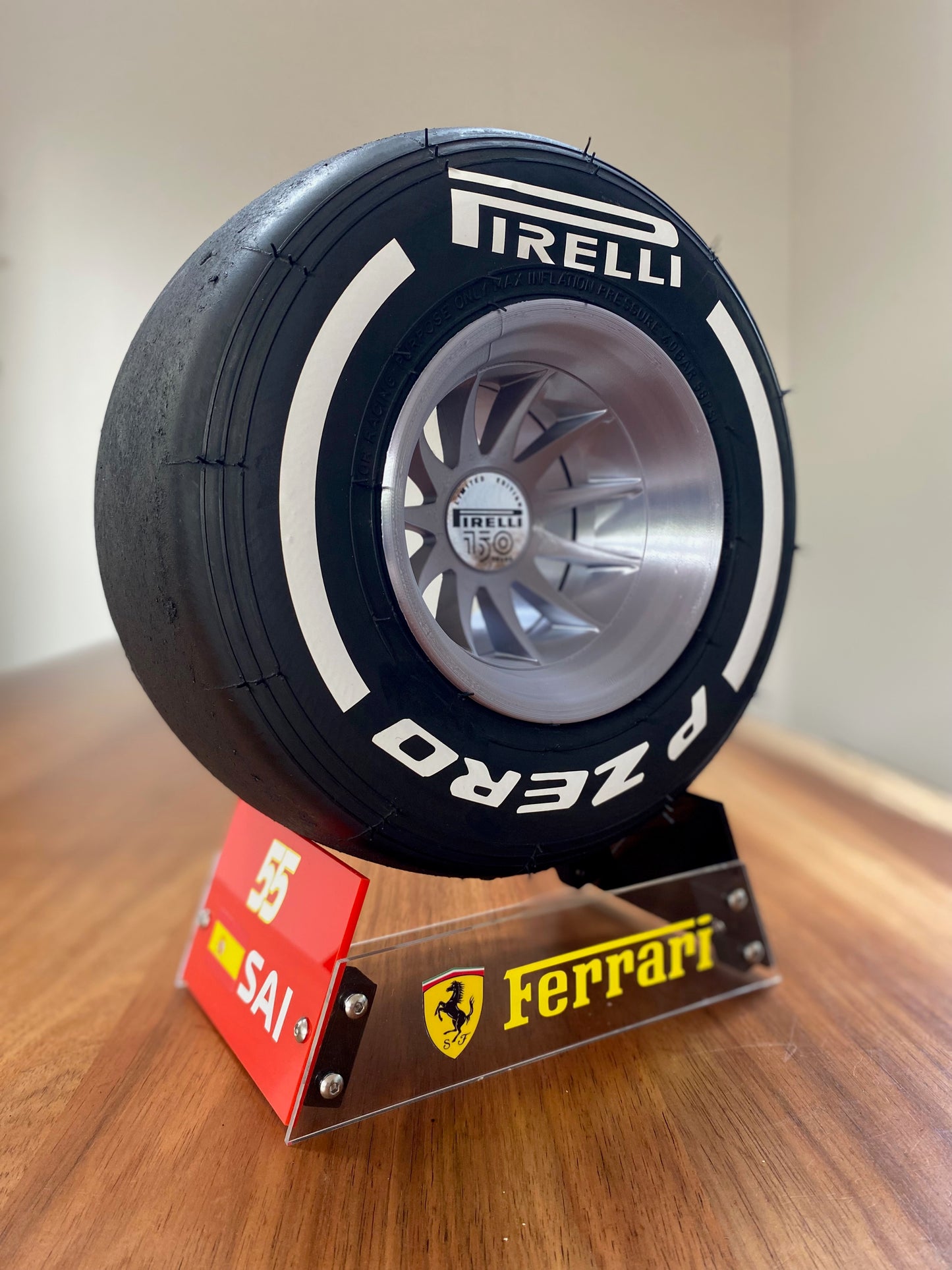 Carlos Sainz (Ferrari) - F1 Tyre with Stand