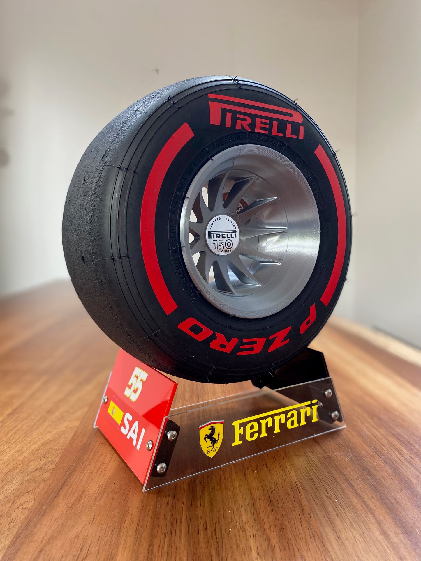 Carlos Sainz (Ferrari) - F1 Tyre with Stand