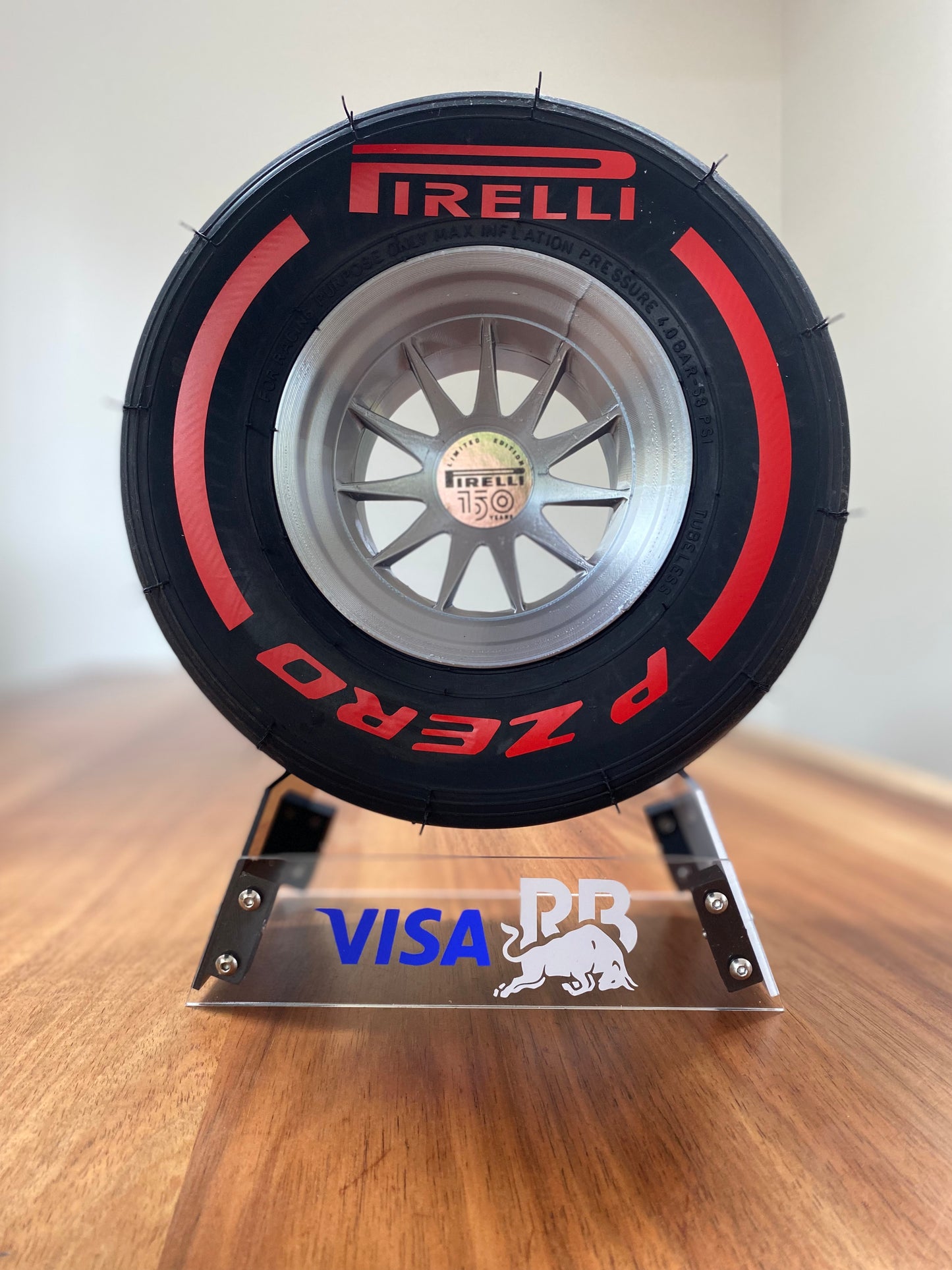 Liam Lawson SIGNED (RB) - F1 Tyre with Stand